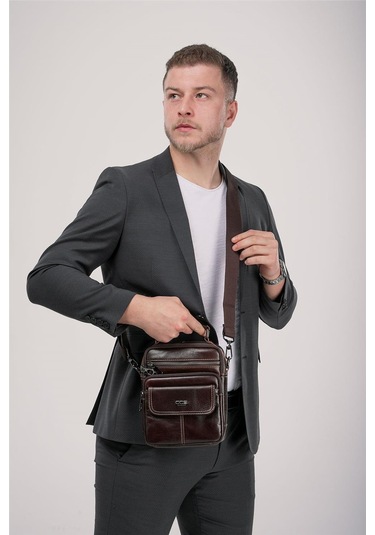 Ççs 31600 Hakiki Deri Askılı Çanta Kahve