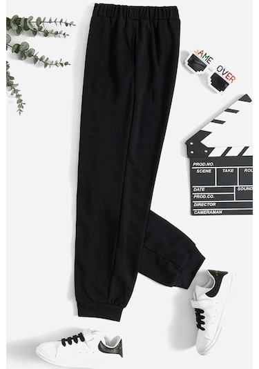 Çocuk Pamuklu Eşofman Altı Siyah