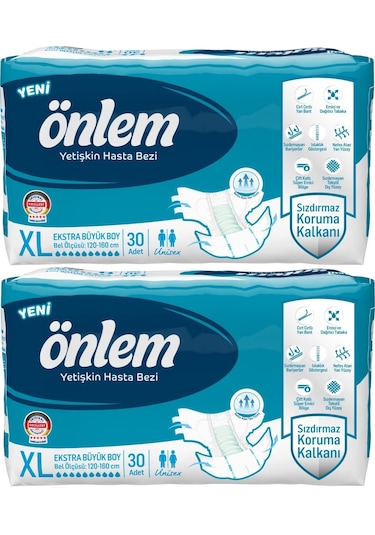 Önlem Hasta Bezi Bel Bantlı Tekstil Yüzey XL Ekstra Büyük 60 Adet