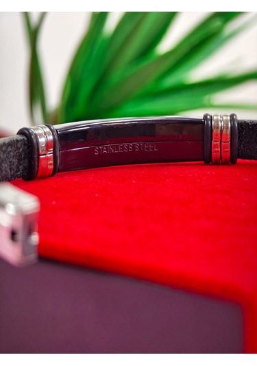 Çelik Derili Bileklik Kişiye Özel İsimli Paslanmaz Derili Çelik İsimli Bileklik 316 L Çelik Altın - Gold