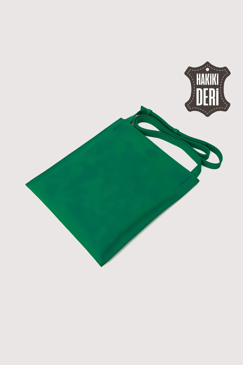 Hakiki Deri Kadın Omuz Çantası Yeşil Smr8978 Yeşil