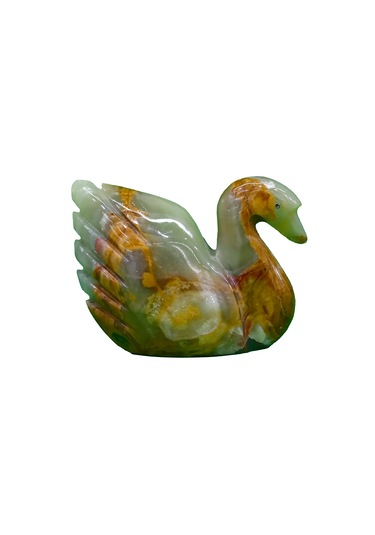 Doğal Oniks Taş Kuğu Figürü - Dekoratif El Yapımı Biblo