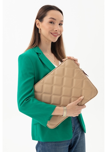 Kapitone Laptop Kılıfı 15.6 & 16 İnç Vizon