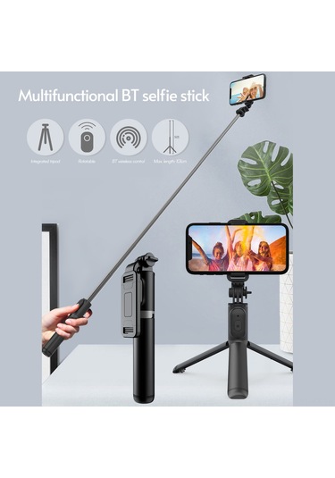 Kangvka Kollapsible Tripodlu 7 Bölmeli Uzatılabilir Selfie Stick, Bt Kumandalı 101cm, Cep Telefonları İçin Vlog/canlı Yayın/fotoğraf Çekimi