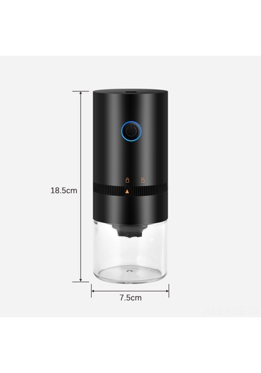 Hfambition Usb Şarjlı Mini Kahve Değirmeni - Ayarı Değiştirilebilir Tane Kalınlığı, 1250mah Batarya, Taşınabilir Siyah Model Siyah