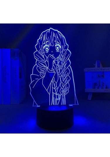 Wealthglow Çizgi Film Iblis Avcısı Anime Figürü 3d İllüzyon Led Odası 594nut Siyah