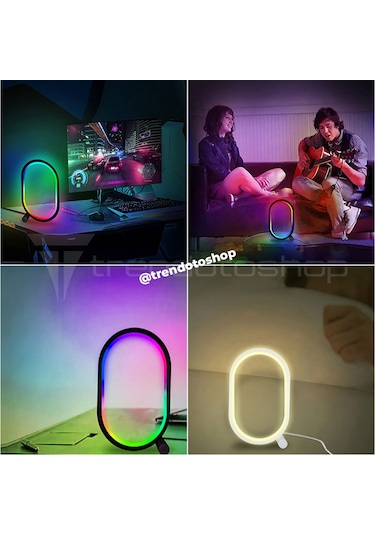 Akıllı Rgb Oval Masaüstü Ortam Işığı App Wifi Kontrollü Gece Lamb