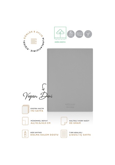 Vj Softtons Esnek Kapak Defter A6 80 Gr. Krem 96 Yp. Çizgili Mavi