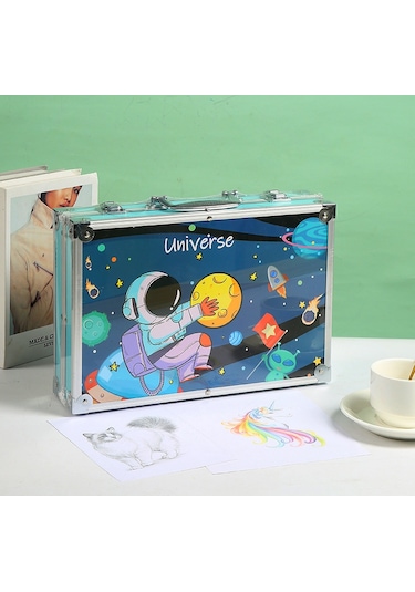Ikkb Yeni Sanat Kırtasiye Malzemeleri Grafiti Çocuk Suluboya Kalem Seti Astronot Desen 145 Parça Set