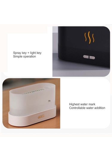 7 Renkli Alev Aromaterapi Makinesi Ev Ofis Masası Hava Nemlendirici Siyah