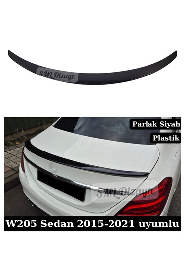 Mercedes W205 Amg Spoiler Spoyler Çıta Parlak Siyah Plastik 2015-2021 Sedan Uyumlu