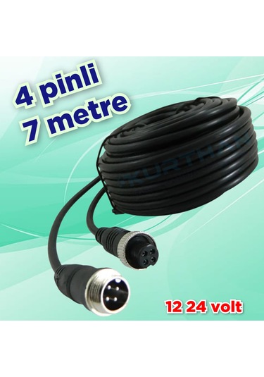 4 Pinli 7 Metre Ticari Araç Kamera Kablosu 12-24 Volt
