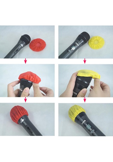 Youmex 100 Adet Tek Kullandım Mikrofon Kılıfı, Nitelikli Nonwoven Dokuma, U/o Tipi, Mikrofon Kalitesini Korur, Anti-atımlı, Kirlilikten Korur, Beyaz Kırmızı Nokta