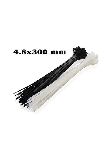 Kablo Bağı Klips Cırt Kelepçe 4.8X300 Mm 1 Paket 100 Adet Seçin Siyah