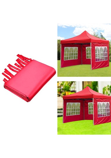 Suntek 1x Gazebos Çadır 3x2m Kamp Açık Gölgelik Mesh Yan Kırmızı