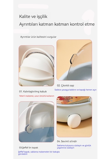 Ev Sevimli Kutu Masaüstü Çeşitli Saklama Kutusu Mavi 2l