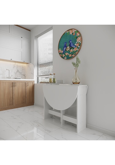 Pratik Katlanır Mutfak Yemek Çalışma Masası - 6 Kişilik-%100 Mdf