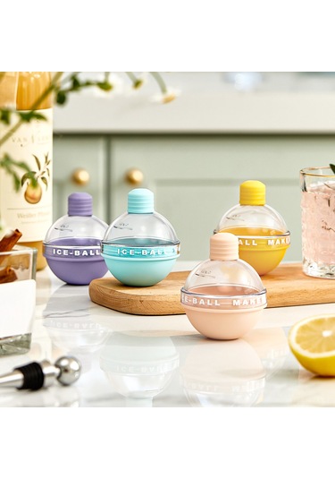 Ximistore9 Renkli Silikon Buz Topu Kalıpları - 4'lü Set, As Kapaklı, 2.4 İnç Dev Buz Topları İçin, İçeceklerinizi Serin Tutar Çok Renkli