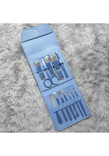 Deri Çantalı 12 Parça Çelik Manikür Tırnak Makası Seti CİN371