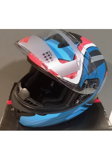 Rs2 320 Dp815 Mavi Kırmızı Siyah Kapalı Kask