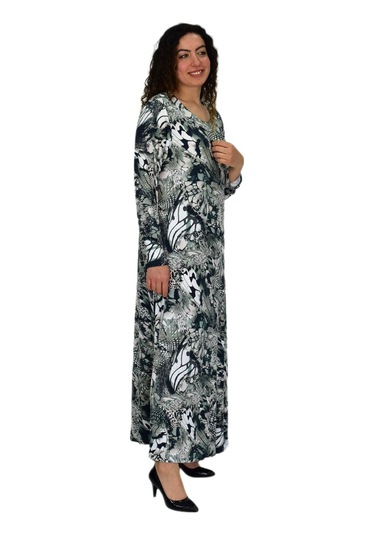 Kadın Uzun Kol Likralı Viskon Elbise Bgl-st04673 Yeşil