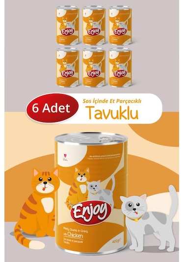 Enjoy Tavuklu Kedi Konservesi Sos İçinde Et Parçacıklı 400 Gr X6
