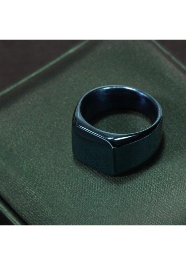 Mavi Moda Pürüzsüz Erkek Paslanmaz Çelik Yüzük Genişliği Signet Kare Parmak Yüzük Hiphop Erkek Düğün Parti Takı Hediye 10 Mavi