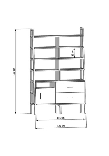 Woodesk Poyraz, Ahşap Kitaplık Ve Raf Ünitesi, 190x120, Tik Renk