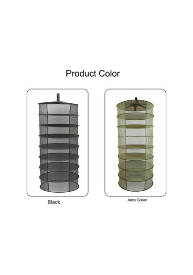 Neevoyu 8 Katlı Siyah Bitki Kurutma Ağı - 60 Cm Çaplı Dairesel Askı Desenli, Çay, Çiçek, Fıstık Kurutucu Sepeti