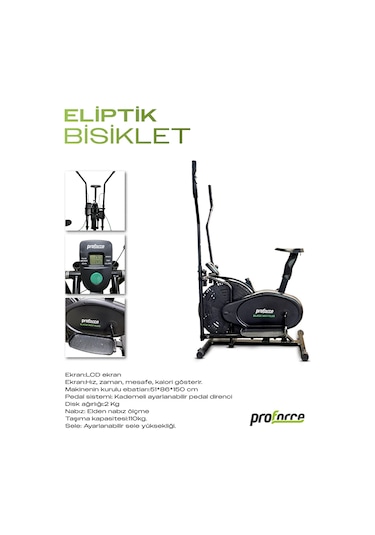 Proforce Manyetik Eliptik Fitness Bisikleti Blackway Siyah