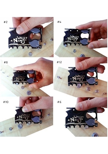 Ninja Wallet Ninja Kamp Çakısı 18 İn1 Multi Tool Kit Survival Kit Çok Renkli