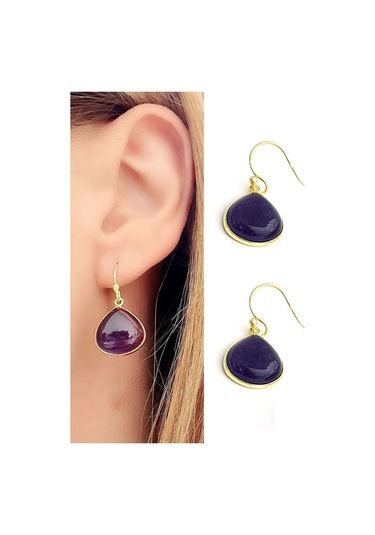 Mor Ametist Taşlı 925Ayar Gümüş Üzerine Altın Kaplama Tasarım Küp