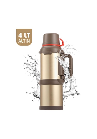 6272 Travel Pot Çelik Termos 4 Litre - Altın Altın