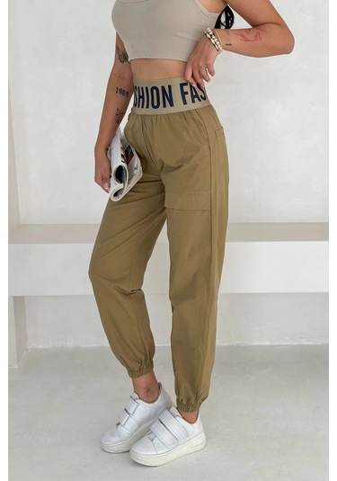 Beli Lastikli Fashion Pantolon Yeşil Yeşil