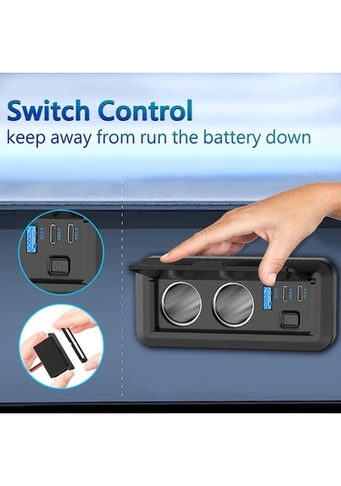 Yeşil Çift Sigara Çakmak Bölücü Güç Adaptörü 3 Usb Portlu - Hızlı Şarj, 12v/24v Uyumluluk, Arabalar, Karavanlar Ve Tekneler İçin Uygun - Montaj Vidaları Ve Sigorta Tutucu İle Siyah Parlak Bitiş