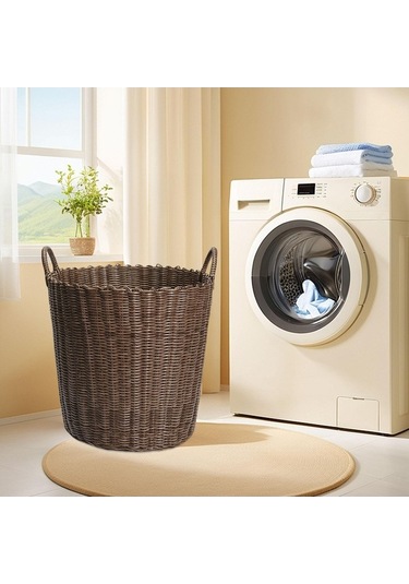 Pazly Suntek El Dokuması Taşınabilir Çamaşır Sepeti - Kahverengi Kahverengi