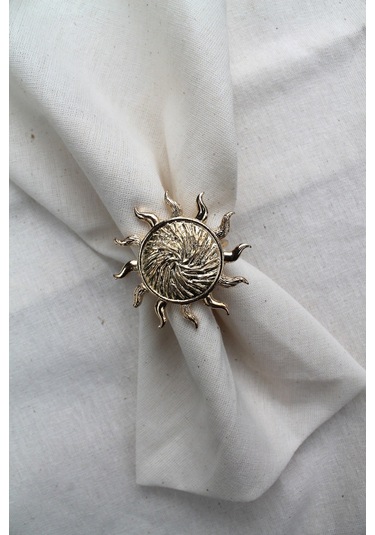 6 Adet Gold Güneş Metal Peçete Halkası - Napkin Ring M1