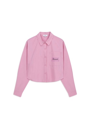 Twist Slogan Baskılı Poplin Pembe Kadın Gömlek Tw6250025054 Pembe