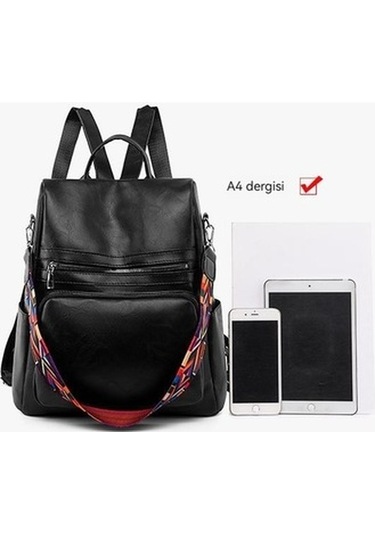 Kadın Sırt Çantası Kore Tarzı Hırsızlığa Karşı Moda Büyük Kapasiteli Eğlence Seyahat Öğrenci-siyah Siyah