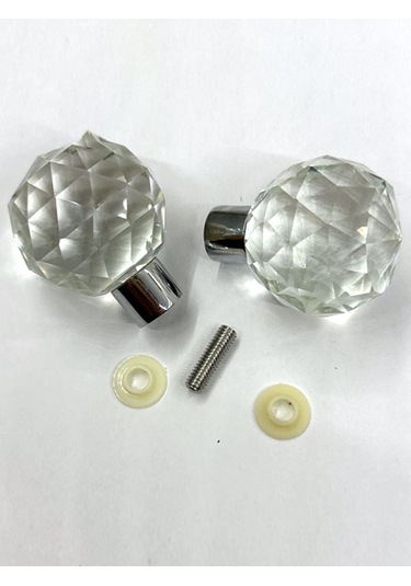 Cam Kristal Cam Kapı Kulp Delik Çapı 10mm Gümüş - Şeffaf