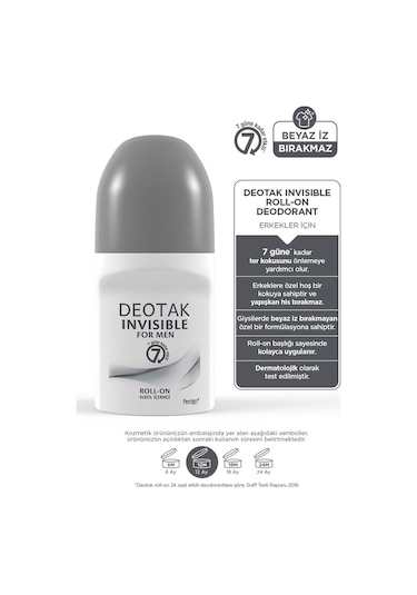Deotak Invisible Erkek7 Güne Kadar Etkili Roll-On Deodorant 35 ML