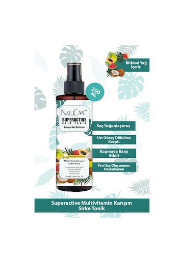Natucare Dökülme Karşıtı Ve Güçlendirici Multivitamin Sirkeli Tonik 250 ML
