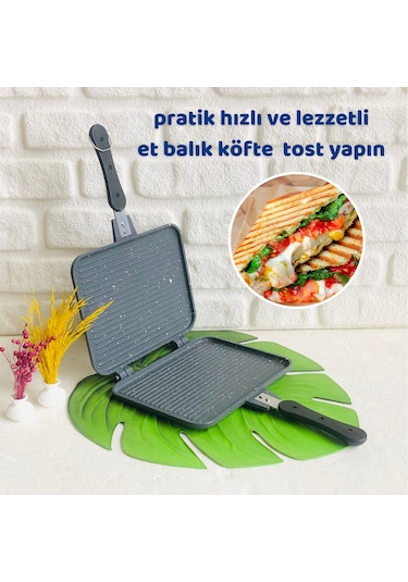 Meşeler Granit Döküm El Tost ve Çok Amaçlı Grill Tava 26 CM Siyah