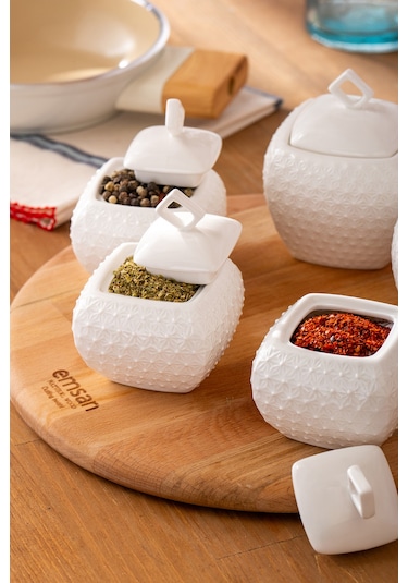 Emsan Flower 5'li Baharat Takımı Beyaz