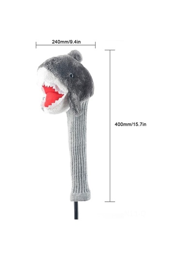 Qingmipy Gri Yumuşak Kadife Golf Wood Çubuğu Koruması - Köpekbalığı Desenli 1,3,5 Numaralı Kollar İçin Vuruş Ve Çizik Koruması Gri