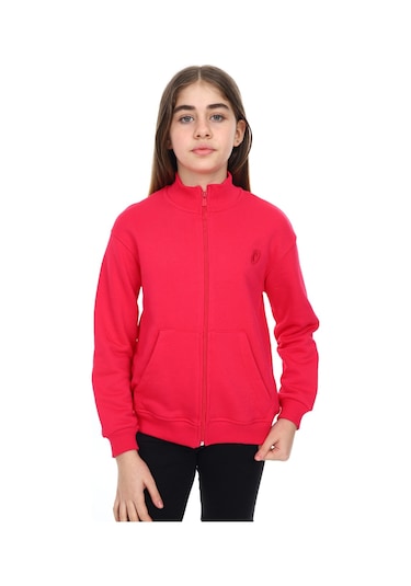 Toontoy Kız Çocuk Nakışlı Hırka Koyu Fuşya