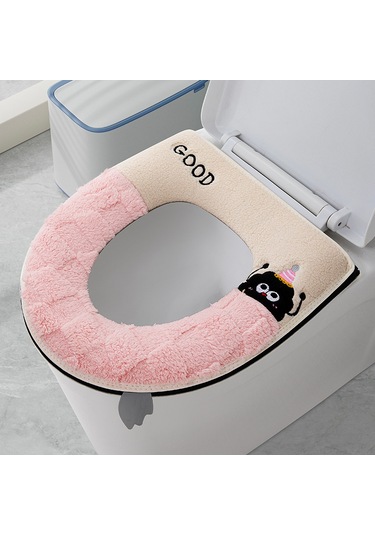 Ev Tipi Tuvalet Dört Mevsim Üniversal Klozet Kapağı Su Geçirmez Kapak Tuvalet Halkası Çizgi Film Cinderblock Modelleri - Pembe Pembe