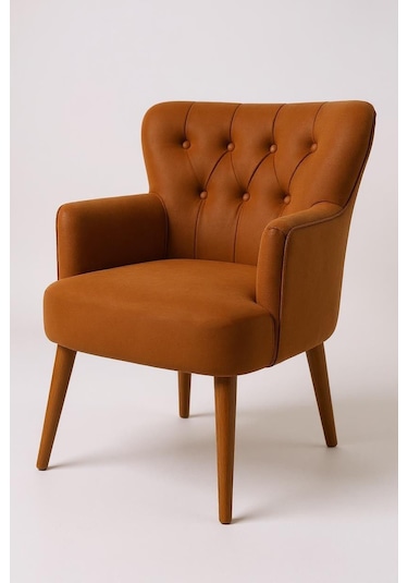 Roma Berjer - Modern Tekli Koltuk - Babyface Kumaş - Bakır