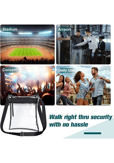 Fosenze Şeffaf Pvc Çapraz Çanta, Konser Ve Stadyumlar İçin Çok Amaçlı Kullanım, Ayarlanabilir Omuz Askısı, Güvenlik Dostu Siyah