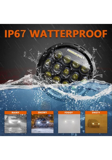 Padalink "7 İnç Evrensel Led Far H4 Bağlantılı - 20000 Lümen, Ip67 Su Geçirmez"